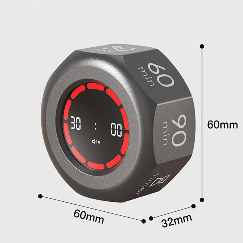 Gravitationssensor Timer Würfel für Studium und Fitness, voreingestellt 1/3/5/15/30/60/90 Minuten
