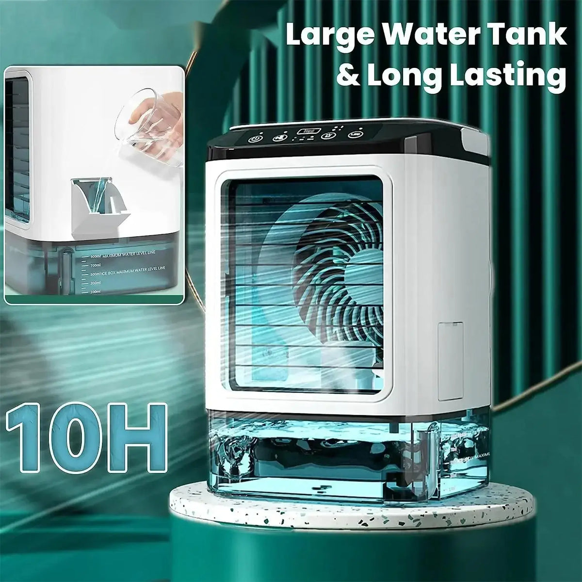 Portable Dual Spray Ultrasonic Atomization Air Cooler - 3-Speed, Mute, Night Light