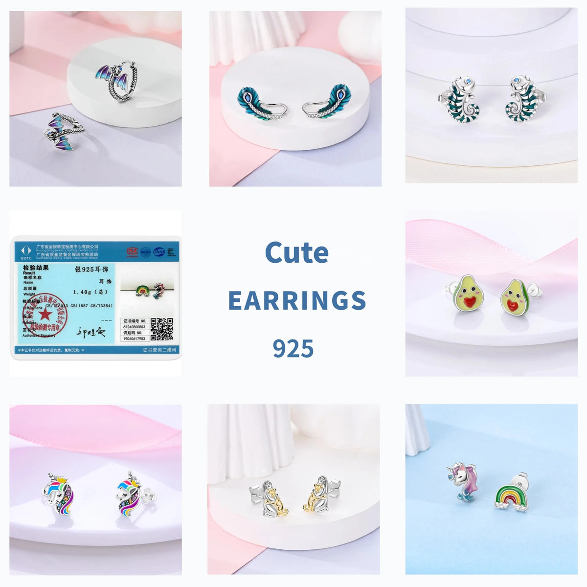 Elegant 925 Sterling Silver Dog Earrings with Zircon and Animal Designs for Women