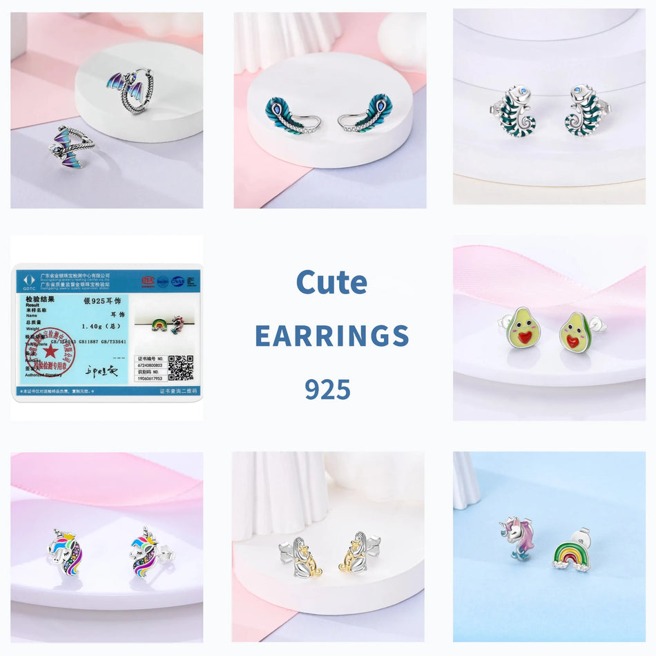 Elegant 925 Sterling Silver Dog Earrings with Zircon and Animal Designs for Women