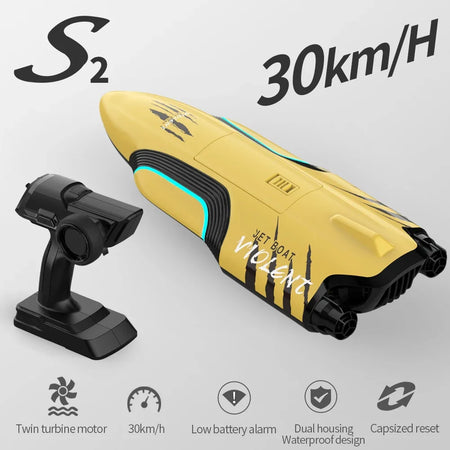 RC Boat S3 High Speed Racing Ship - Waterproof Dual Turbojet Yellow
