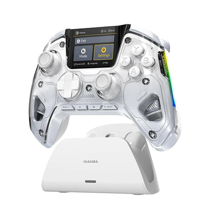 Manbaone 50 V2 Smart Wireless Gamepad &ndash; 2 Inch Screen Bluetooth Controller WHITE