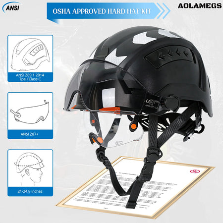 Aolamegs L8AQM0000 Safety Helmet &ndash; Double Goggles Included