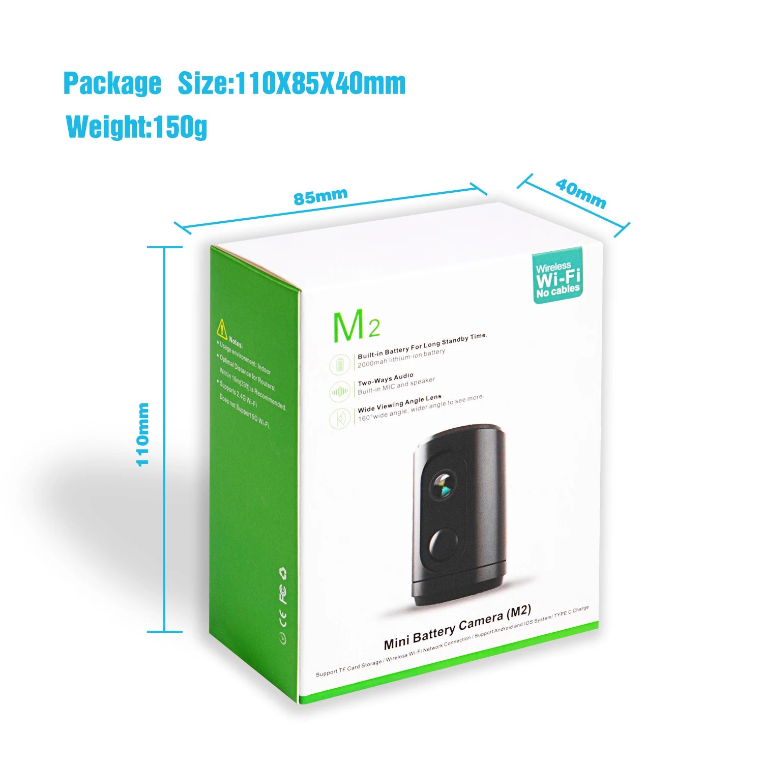 EYIZCO M2 Mini Battery Wifi IP Camera &ndash; FHD 1080P with PIR Motion Detection