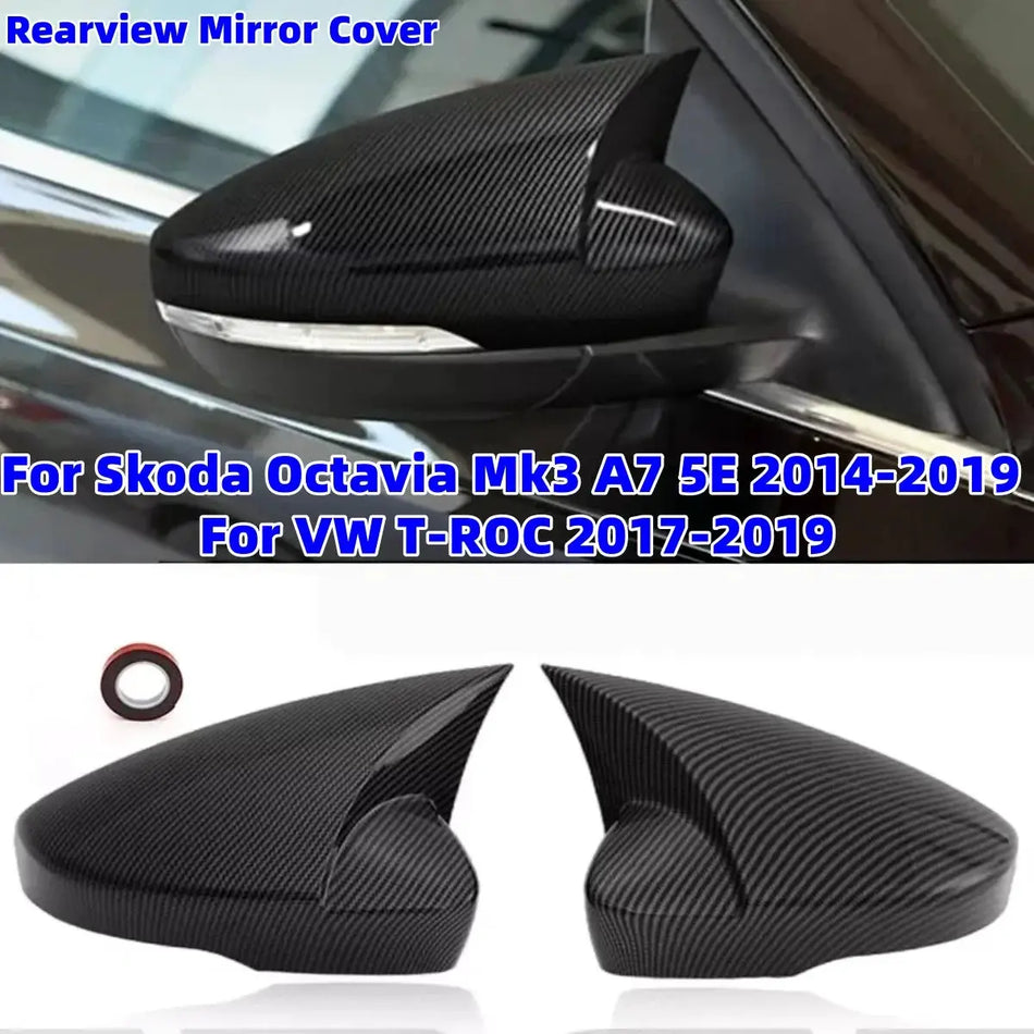 Pair Rearview Mirror Covers ABS For Skoda Octavia Mk3 A7 VW T Roc by InterCyprus Trading Ltd