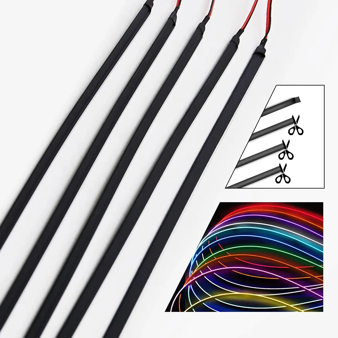 1.1M EL Wire Neon Ambient Light Car Interior Dashboard LED Decorative Lamp Universal DIY Flexible Hidden Cuttable Acrylic Strip by InterCyprus Trading Ltd