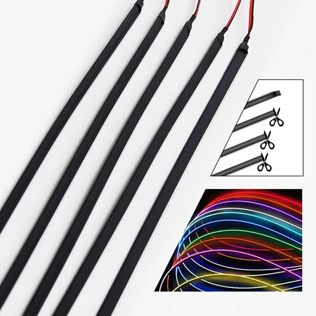 1.1M EL Wire Neon Ambient Light Car Interior Dashboard LED Decorative Lamp Universal DIY Flexible Hidden Cuttable Acrylic Strip by InterCyprus Trading Ltd