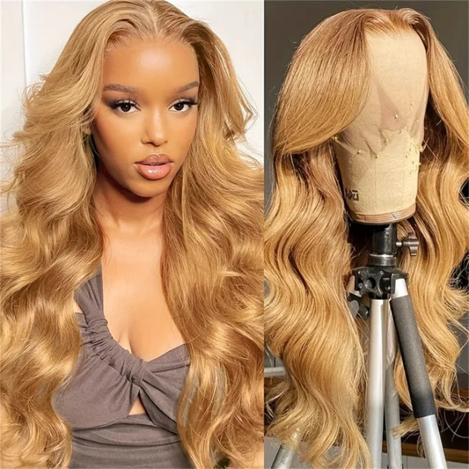 SYLPHAIR 13x4 Honey Blonde Body Wave Human Hair Lace Frontal Wig 200 Density