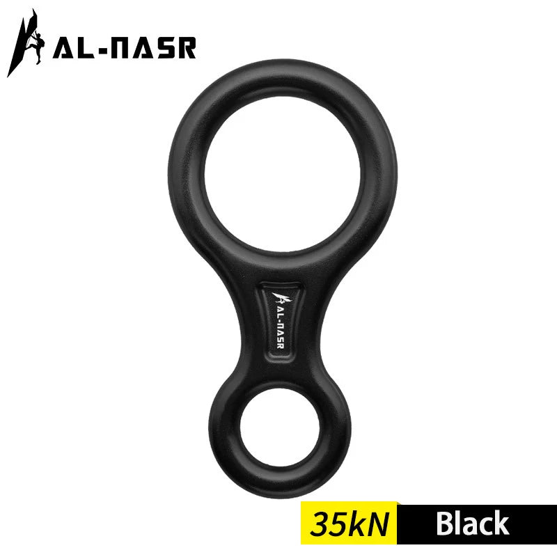 35KN Rock Climbing Carabiner Figure 8 Rappelling Rope Descender Aluminum Figure Belay Device Abseiling Downhill Equipment black