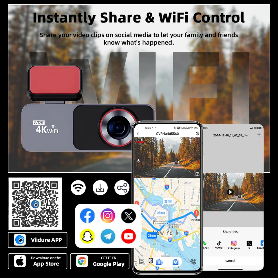 ACCEO B63 4K Dashcam &ndash; Dual Lens Night Vision GPS Parking