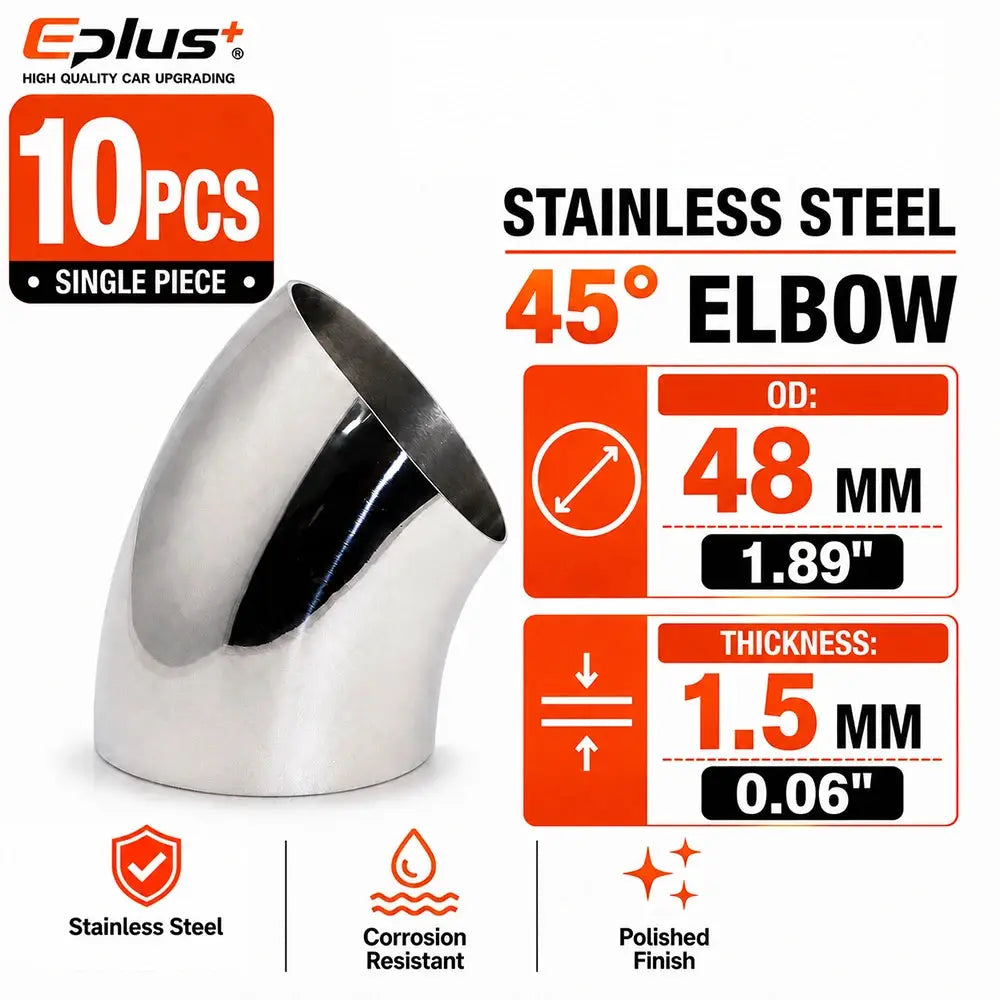 10PCS Universal Stainless Steel 45 Degree Elbow Pipe Polished Weld‑On Pipe Fitting Bend Tube for Car Exhaust Muffler Replacement by InterCyprus Trading Ltd