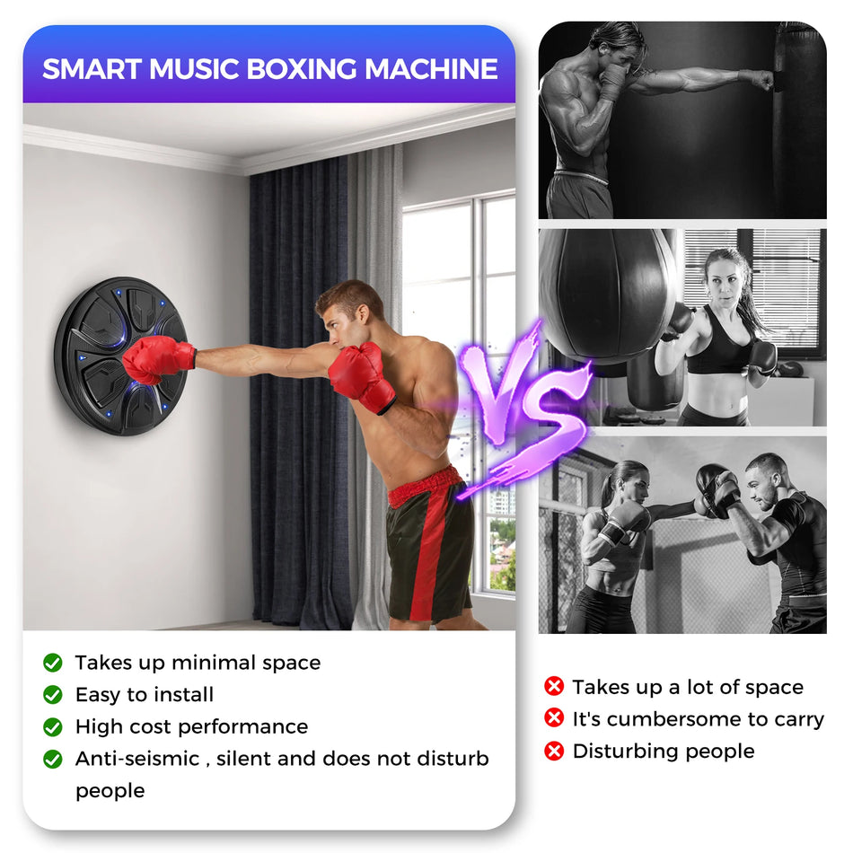 Τοίχου Τοποθετημένη Έξυπνη Μουσική Μηχανή Πυγμαχίας LED Φως Bluetooth