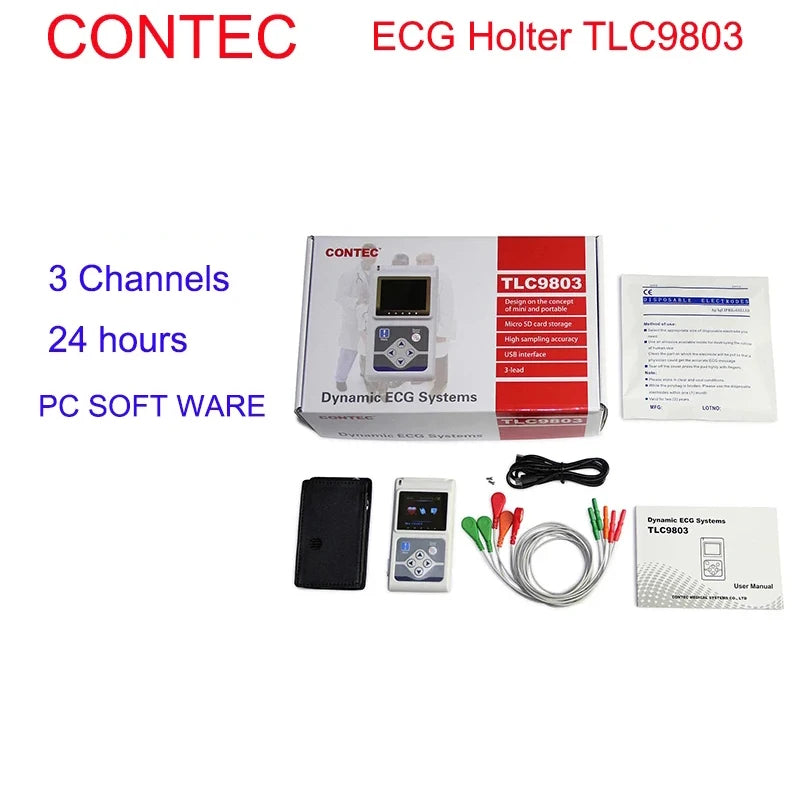 Contec TLC9803 3-kanałowy Holter EKG 24-godzinny