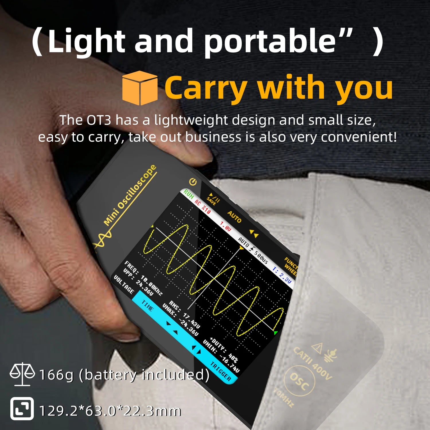 BSIDE OT3 &ndash; 10MHz Handheld Oscilloscope With Color Screen