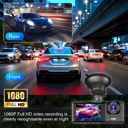 AKAMATE Car DVR 3 Camera Recorder &ndash; 1080P 3-Channel