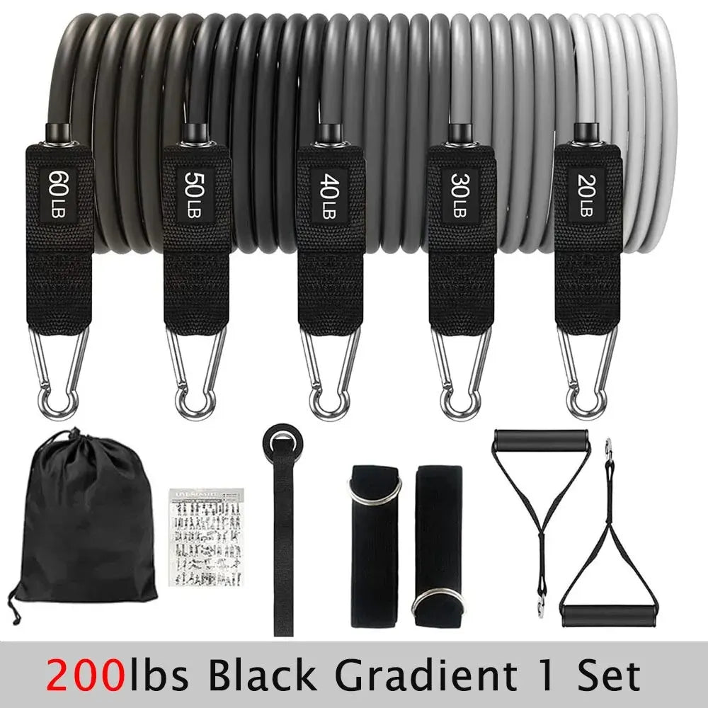 Resistance Bands Set for Men &amp; Women - Fitness, Home Gym, Strength Training 200lbs Black