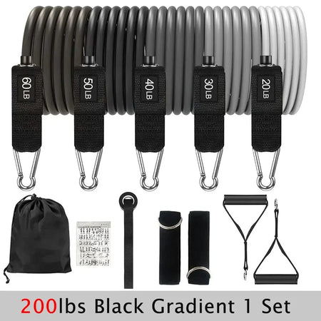 Resistance Bands Set for Men &amp; Women - Fitness, Home Gym, Strength Training 200lbs Black