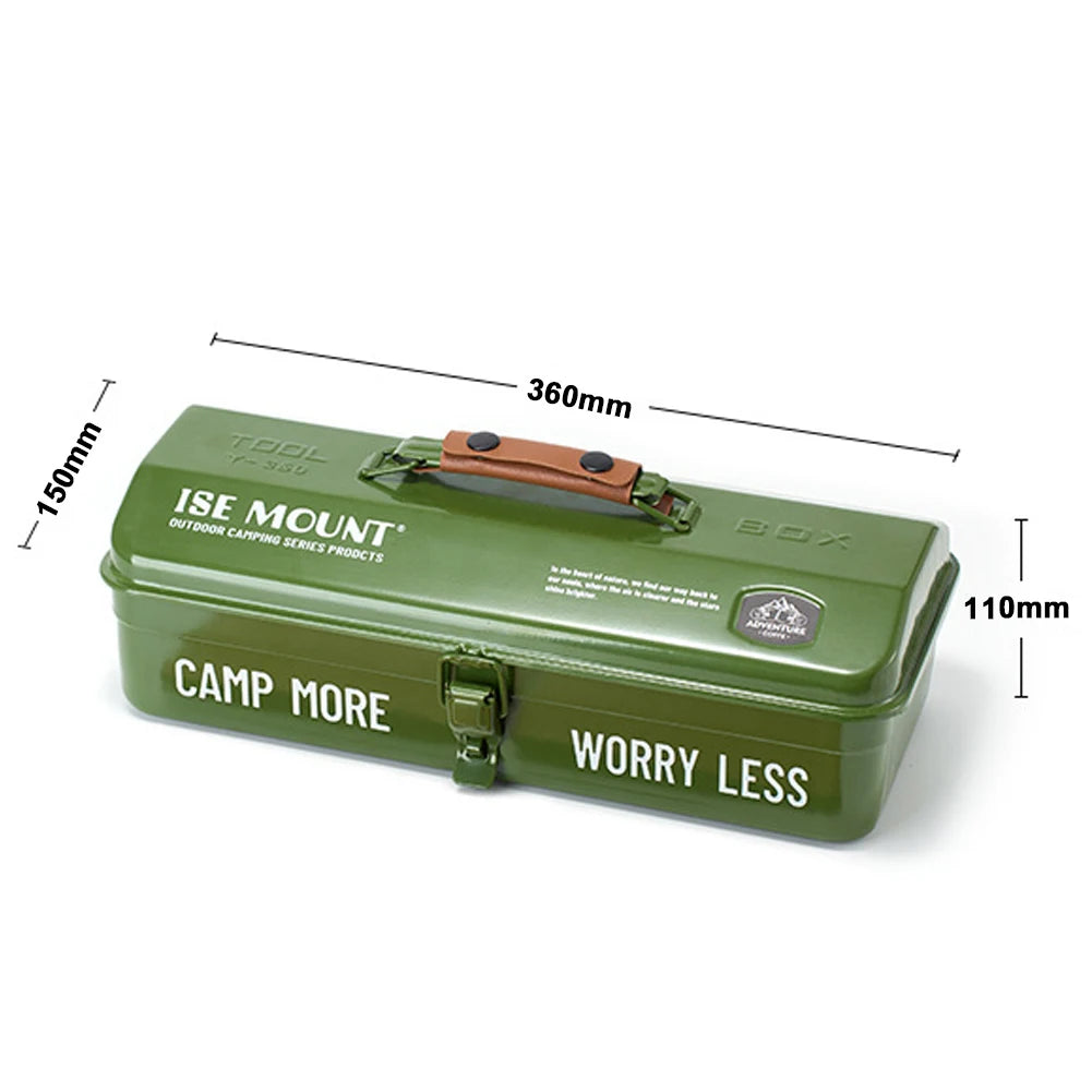 LIXADA Outdoor Tools Storage Box - Durable Iron With Handle Army Green-1