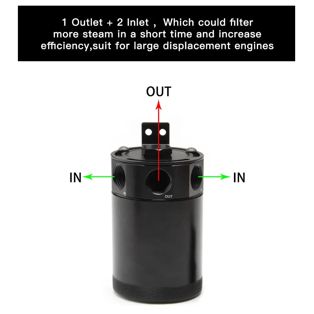 Universal Car Racing Baffled Aluminum 2-Port/3-Port Oil Catch Can Tank Reservoir Separator by InterCyprus Trading Ltd