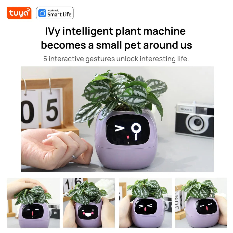 Tuya Ivy Smart Planter with AI, 49 Expressions &amp; 7 Sensors