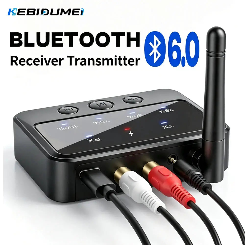 KEBIDUMEI 2 In 1 Audio Bluetooth 6.0 Receiver Transmitter Hi-Fi 3.5mm Jack 2RCA Bluetooth Adapter For Car Speaker PC by InterCyprus Trading Ltd