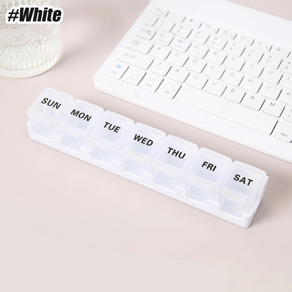 YQQGD 7 Day Pill Organizer &ndash; BPA Free and Travel Friendly White