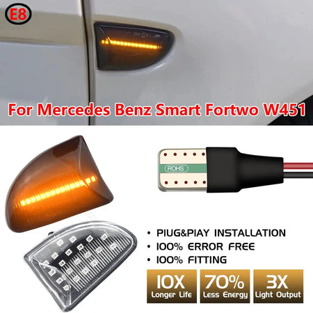 2pcs LED Dynamic Side Marker Light Turn Signal Lights For Smart Fortwo 451 MK1 & MKII 2007-2014 by InterCyprus Trading Ltd