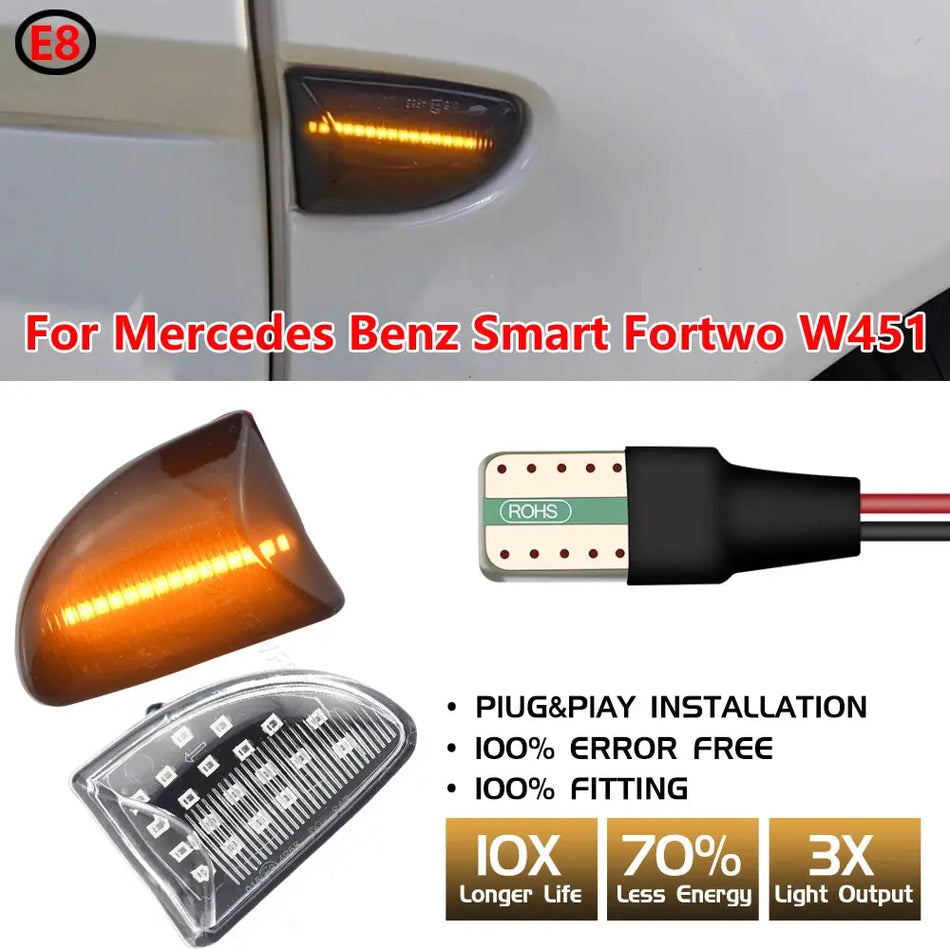 2pcs LED Dynamic Side Marker Light Turn Signal Lights For Smart Fortwo 451 MK1 & MKII 2007-2014 by InterCyprus Trading Ltd