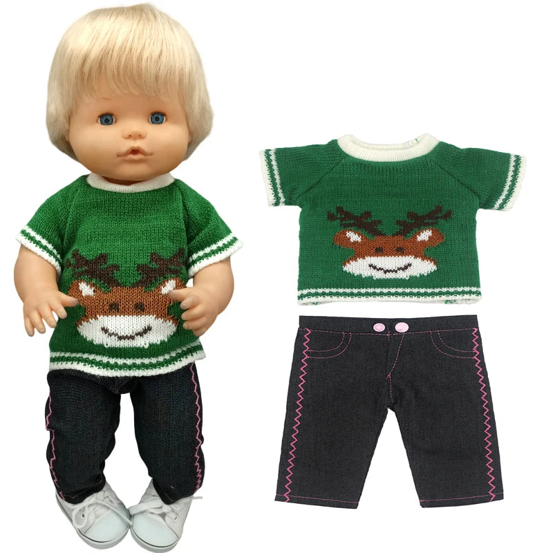 Grey Rompers Set with Hat and Socks for 40cm Baby Doll A5