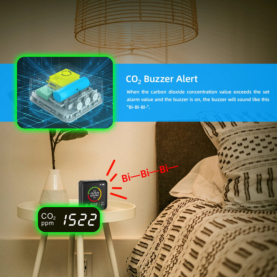Testeur de Qualité de l'Air Intelligent 4 En 1 Mètre CO2 Temp Humidité LCD