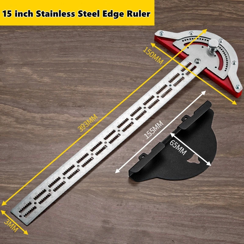 0-180 Degree Angle Gauge &ndash; Precision Stainless Steel Carpenter Measuring Tool 15 inch