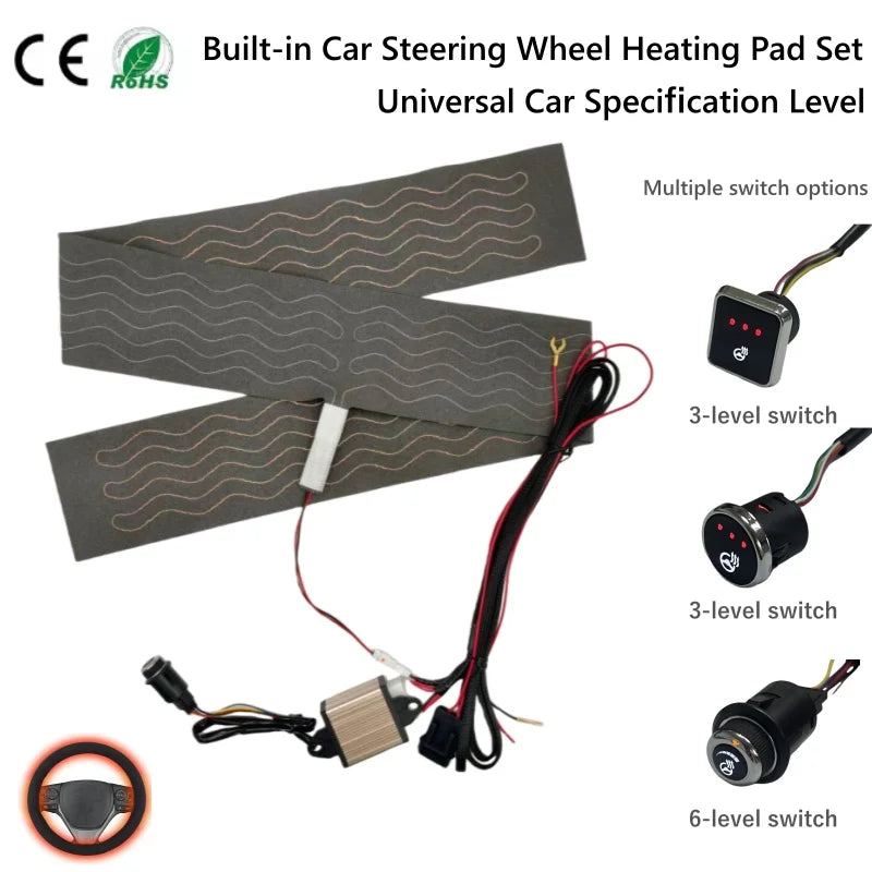 Sada vyhrievania volantu 12V 65W zliatinového drôtu s vyhrievacou podložkou, s 6-stupňovou reguláciou