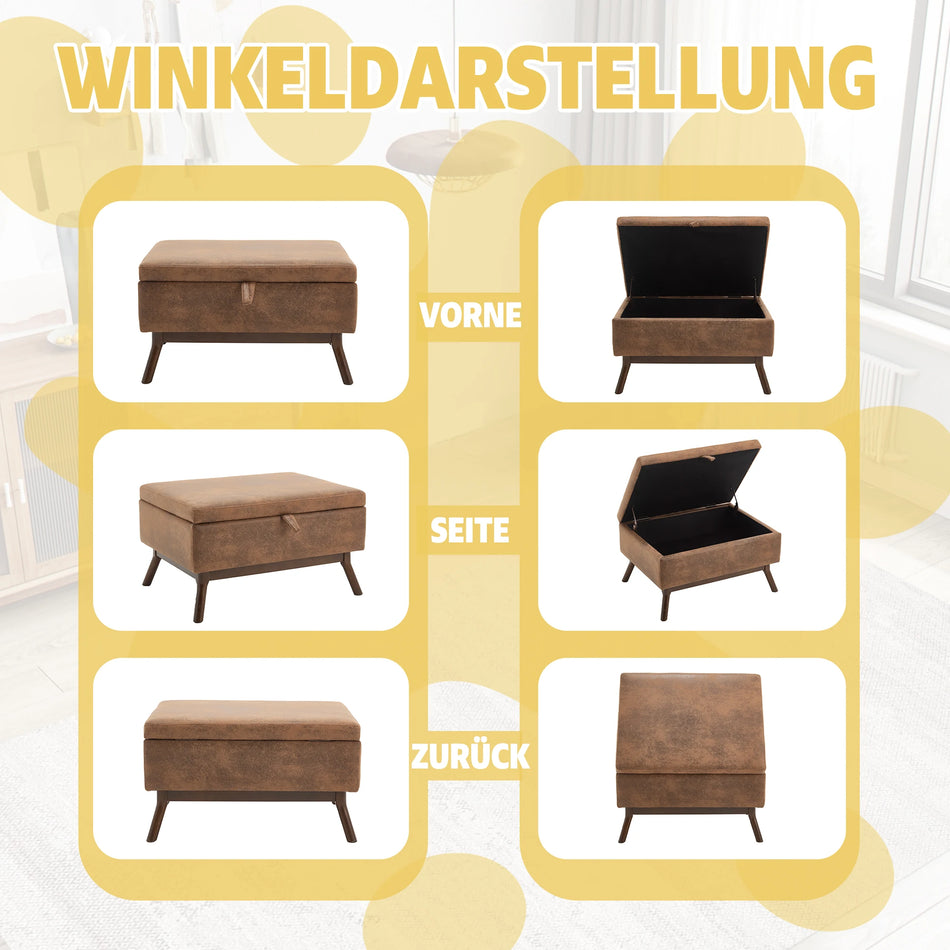 Stôl so štvorcovým tvarom na kávu a úložný bench v štýle stredného storočia