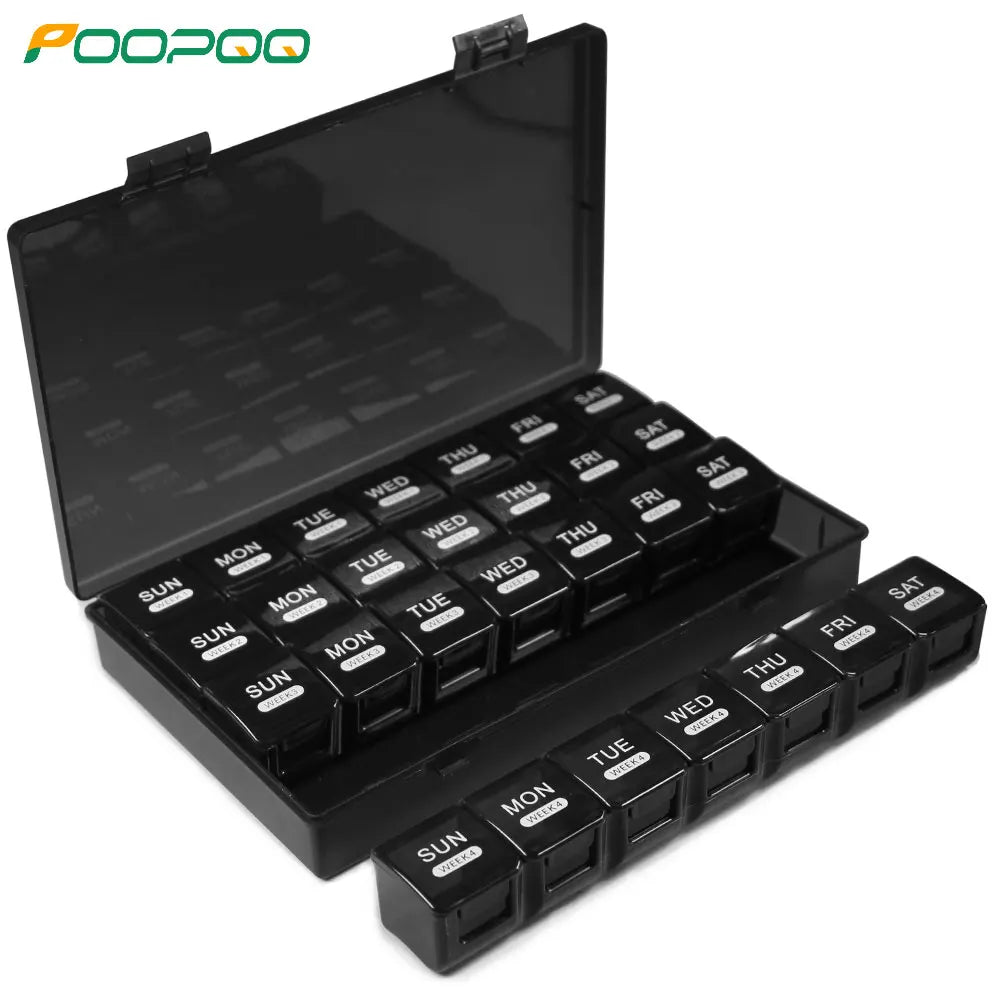 Monthly Pill Organizer with Moisture-Proof 4 Weeks Compartments, Ideal for Vitamins &amp; Supplements Management