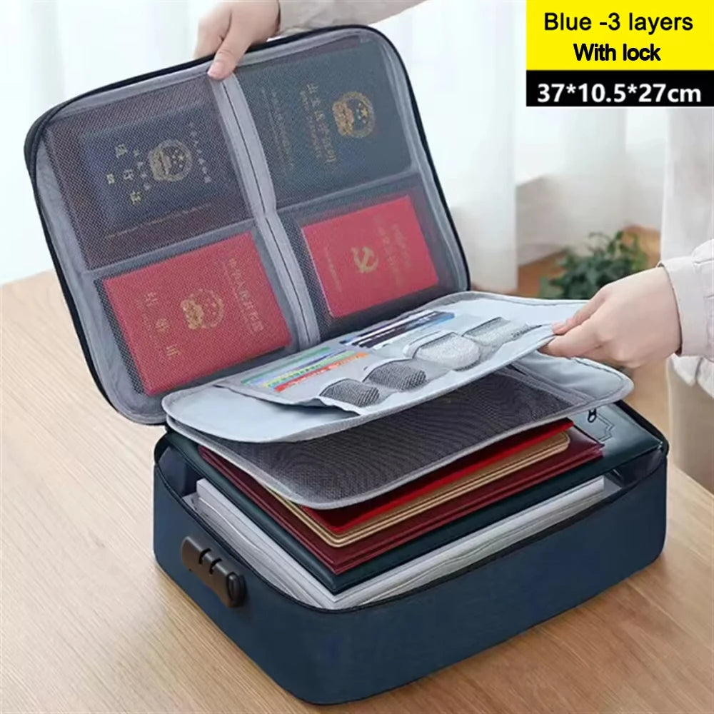5-Layers Document Case With Lock File Organizer &ndash; Secure 3l with lock Navy