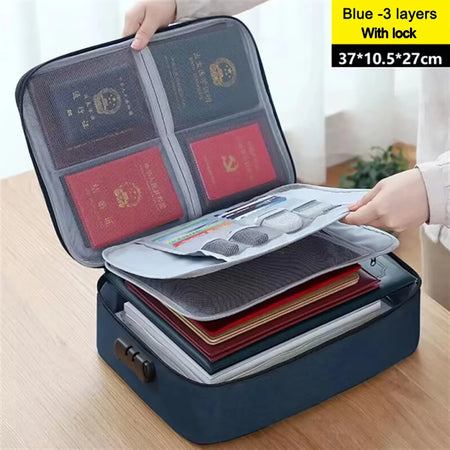 5-Layers Document Case With Lock File Organizer &ndash; Secure 3l with lock Navy