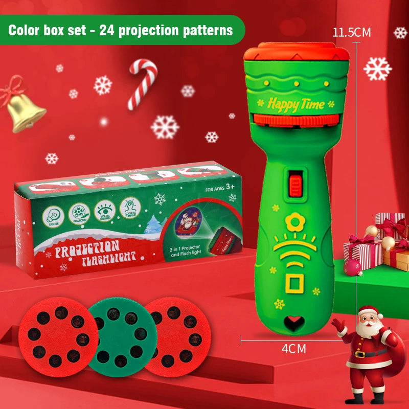 Kids Projector Flashlight Toy &ndash; Fun Christmas Pattern for Early Education Green
