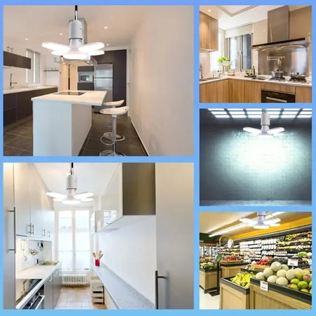 28W E27 Fan Shaped Foldable LED Bulb &ndash; Bright White Light with Wide Beam Angle