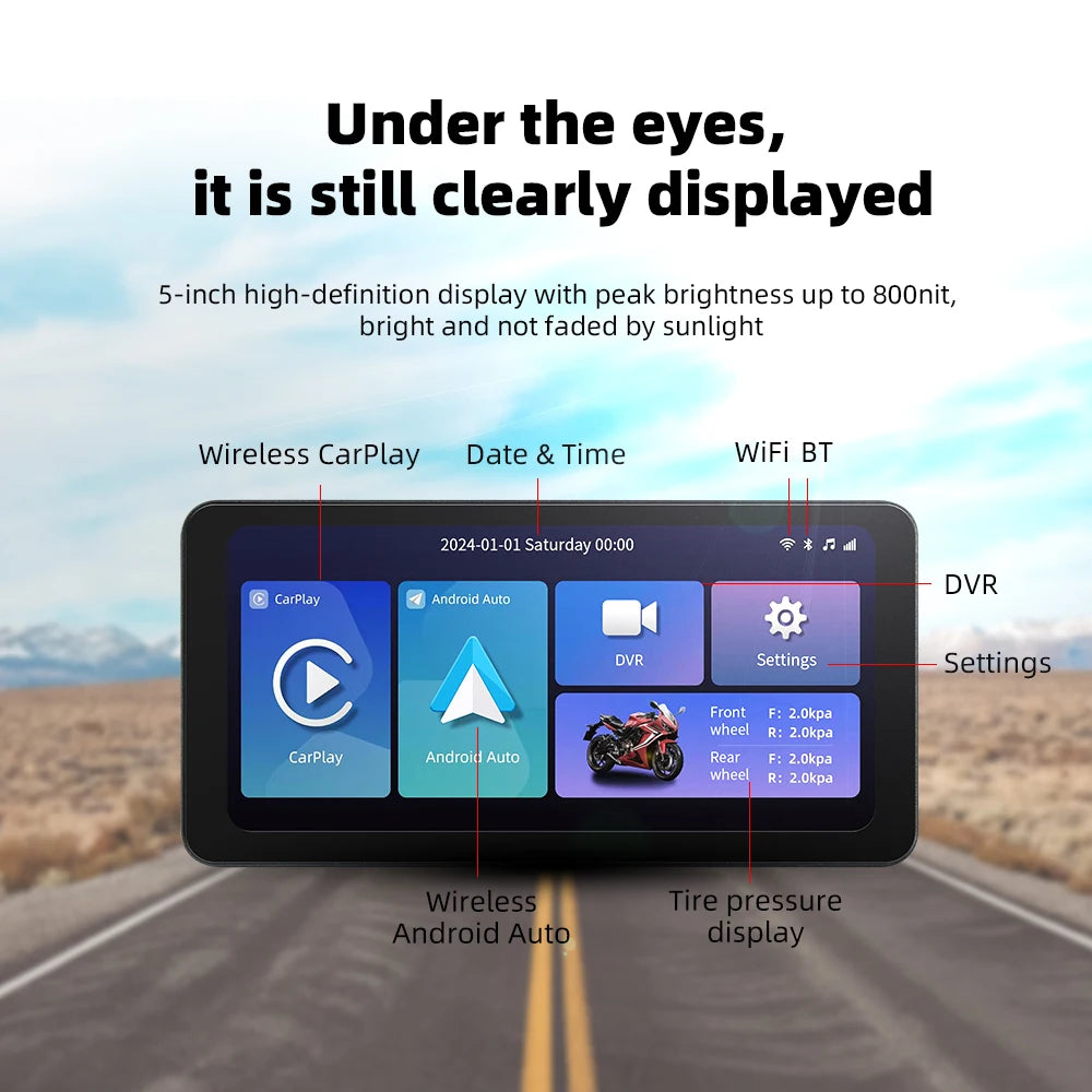 EKIY L300 6.3 Inch Motorcycle Display &ndash; Wireless CarPlay and Android Auto