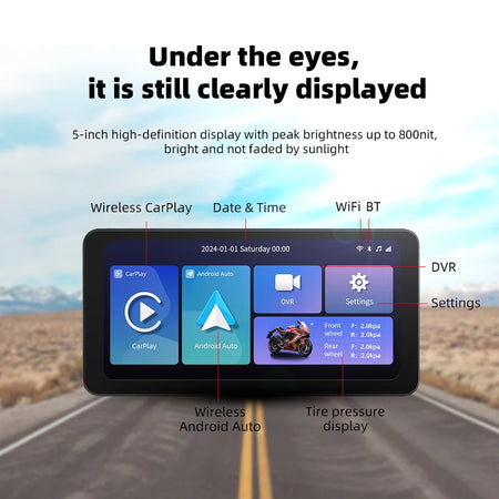 EKIY Universal 6.3 Inch Motorcycle Navigation &ndash; Wireless CarPlay and Android Auto