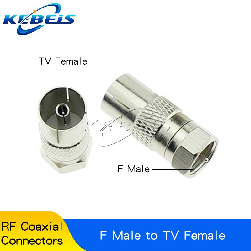 F Type to TV IEC Right Angle Adapter &ndash; Space-Saving Design F Male to TV Female 1