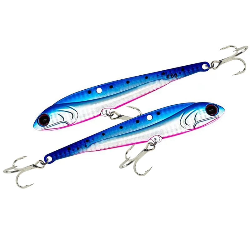 AS VIB Fishing Lure Bait 70g Metal Jig for Sea Fishing - High Performance Spinner for Tuna &amp; Grouper blue-hook / 70g-1pcs