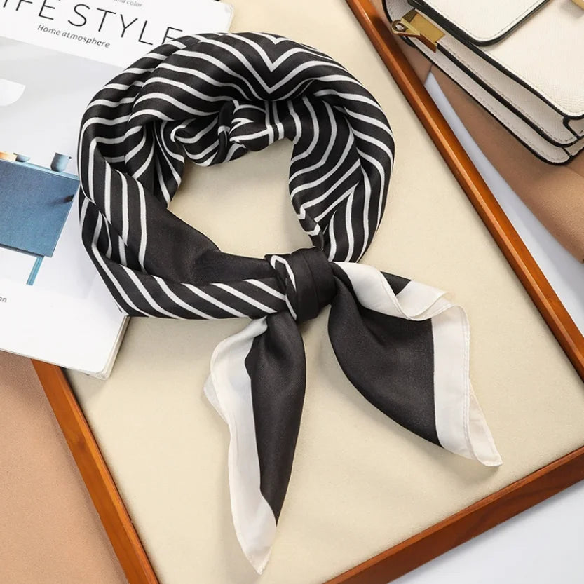 New Simple 70cm Silk Square Scarf &ndash; Elegant Satin Bandana Print 1