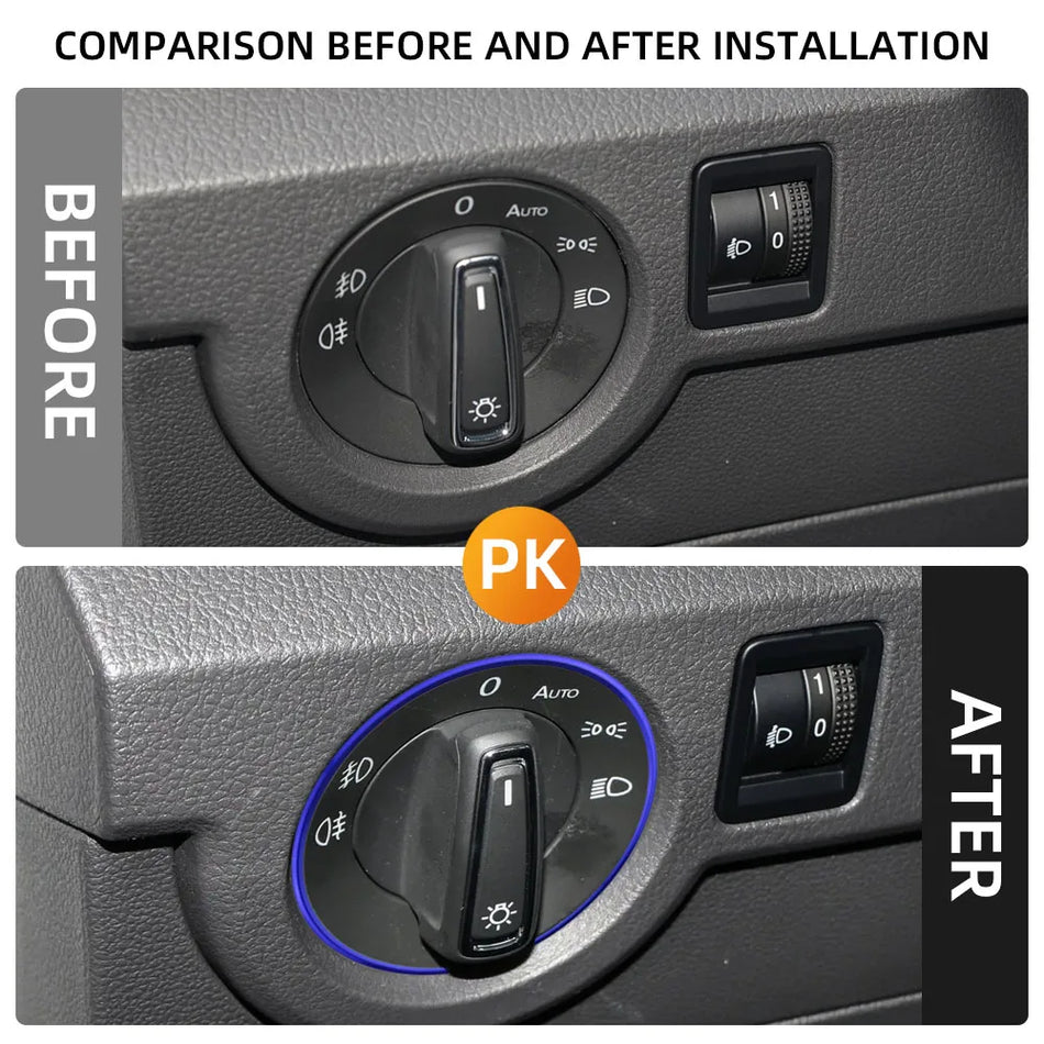 Volkswagen Golf MK5 MK6 Prekidač za svjetla Prsten od triminga ABS Srebrna