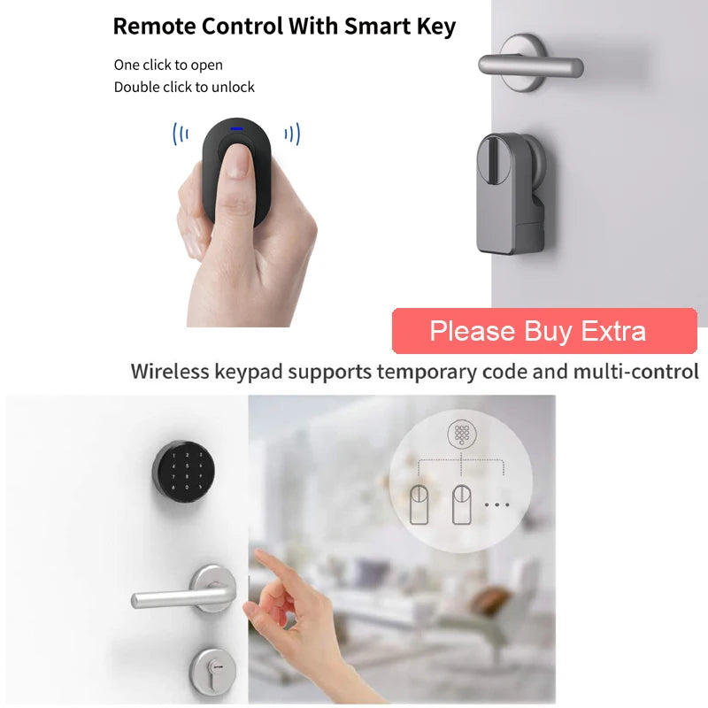 A1 Pro Bluetooth Smart Door Lock Tuya APP Remote Control Keyless Unlock Smart Life Cylinder DIY Easy Installation