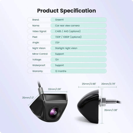 AHD 1080P Car Backup Camera With 170 Fisheye Lens And Night Vision by InterCyprus Trading Ltd