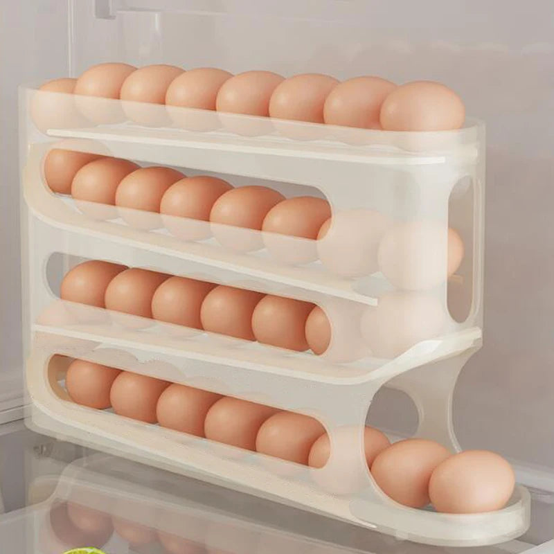 Automatic Egg Rolling Storage Box &ndash; Multi-Layer Organiser for Fridge Transparent