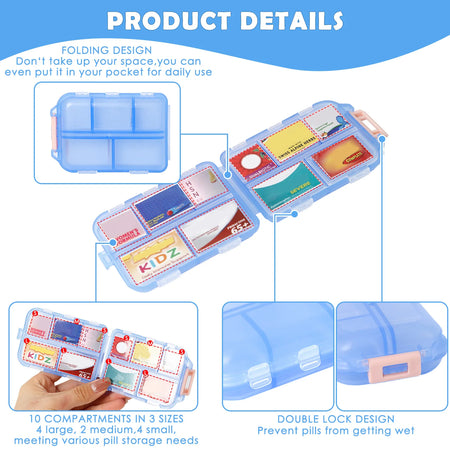Pill Organizer 10 Compartments &ndash; Includes 175 Labels