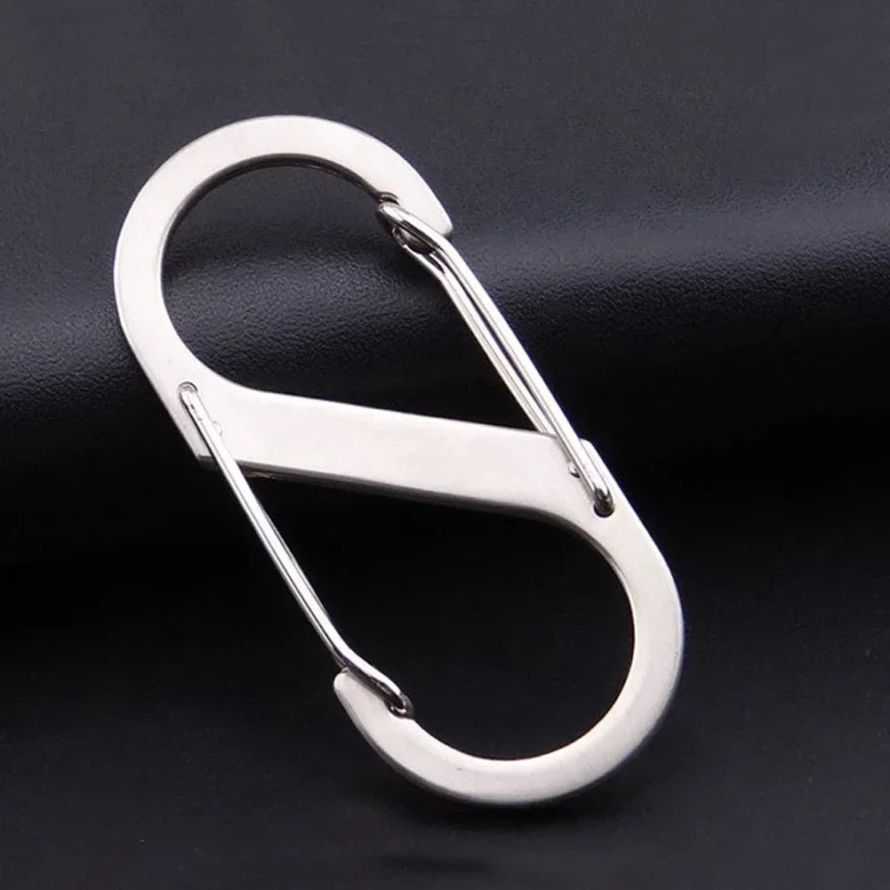 10pcs Mini S-Type Stainless Steel Locking Carabiners for Outdoor and Camping