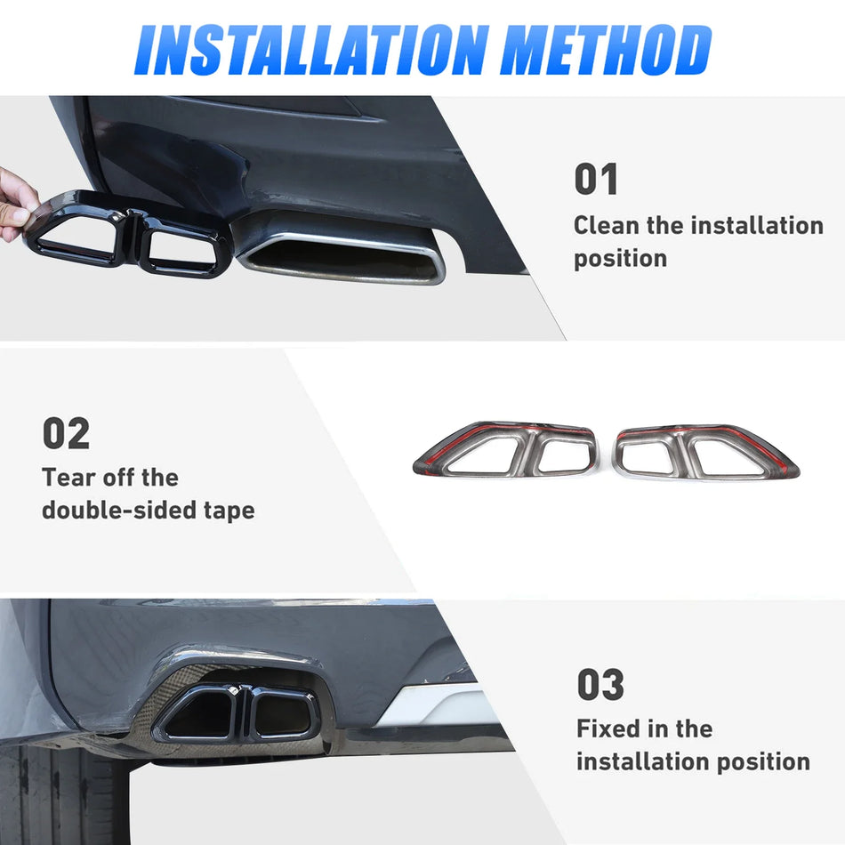 Paslanmaz Siyah Egzoz Susturucu Kapağı BMW 5 6 Serisi GT